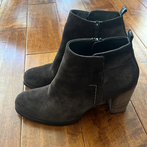 PAUL GREEN Rockin Bootie US 9 Brown Suede Metallic Zipper Ankle Boot Size 7.5 - Picture 5 of 11